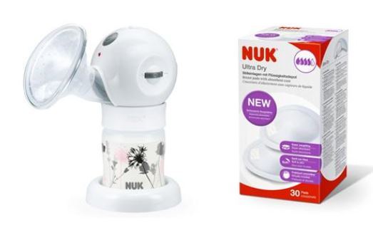 NUK Elektrická prsní pumpa LUNA + NUK Jednorázové Prsné vanúšiky Ultra Dry, 30ks